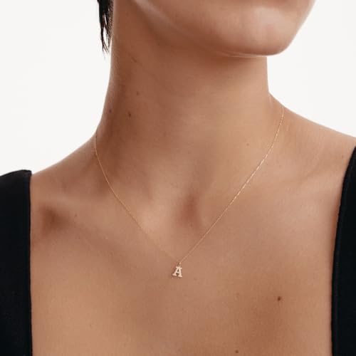 GELIN 14K Solid Gold Initial Necklace for Women | 14k Yellow Gold Custom Letter Pendant | Simple 14k Gold Alphabet Necklace, 18"3