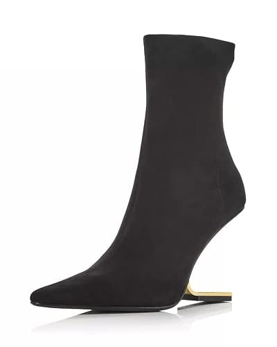 Jeffrey Campbell Compass Black Suede Gold Cut Out Pointed Toe Ankle Bootie Boots (Black Suede Gold, 7) #TOP19