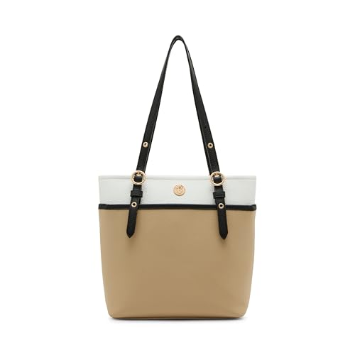 Anne Klein Womens Pocket Tote, Sesame