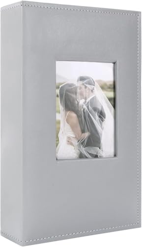 Álbum de Fotos 10x15 cm Album Fotos 300 Fotos Horizontal Cubierta de Cuero 100 Páginas Negras Gran Capacidad con Ventana Frontal para Bebé Cumpleanos Recuerdos Familiares
