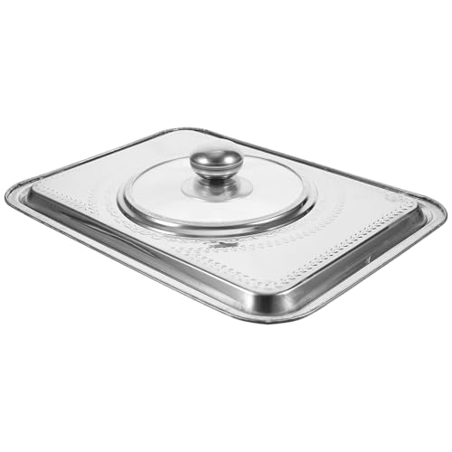 Alipis Cubierta de Bandeja de Acero Inoxidable con Mango Tapa Rectangular para Pescado Barbacoa y Planchas de Asar Protección Multipropósito para Cocina y Restaurante Fácil de Limpiar y