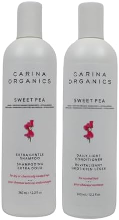 Carina Organics Sweet Pea Gentle Shampoo and Daily Light Conditioner Bundle, Organic Hair Shampoo Conditioner Set, sulfate-free, 360 ml (Pack of 2)