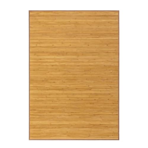 LOLAhome Alfombra de bambú Marrón Claro de 140x200 cm, Antideslizante, Anti Manchas, Resistente a la Humedad, para Salón, Dormitorio, Cocina, Baño, Pasillo, Garaje