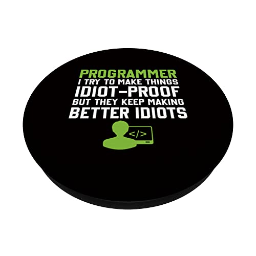 Programming Slogan Software Developer Computer Engineer PopSockets Swappable PopGrip, Black - Image 2