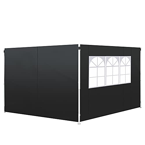 Outsunny 3 Meters Gazebo Replaceable Exchangeable Side Panel Wall Panels Walls With Window Black