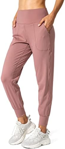 G Gradual Women's Joggers High Waisted Yoga Pants with Pockets Loose Leggings for Women Workout, Athletic, Lounge (Mauve Pink, X-Large)