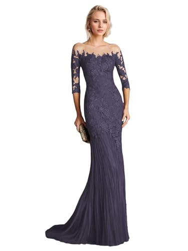 Mermaid/Trumpet Elegant Wedding Guest Dress Tulle Lace Jewel Neck Sleeveless Sweep/Brush Train with Appliques 2025