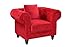 Classic Scroll Arm Large Velvet Living Room Chesterfield Accent Chair (Red)