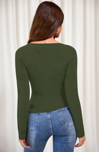 PRETTYGARDEN Long Sleeve Shirts for Women Casual 2025 Fall Knit Slim Fit Basic Lightweight Boat Neck Sweater Crop Tee Tops2