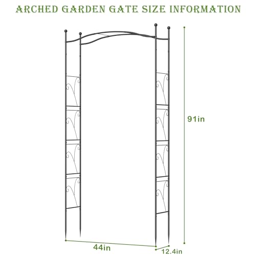 Garden Arch Trellis, 7.5ft H X 3.6ft W Garden Arch Arbor, Steel Frame Garden Arch Trellis for Climbing Plants Outdoor, Wedding Arches for Ceremony, Decorations Pergola for Garden, Backyard, Lawn - Thumbnail 7