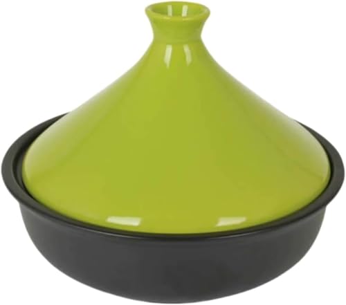 Riuuyyi 日本製タジン鍋、家庭用キャセロール、陶器鍋、蓋付きシチュー鍋、家庭用スープ蒸し器、タジン鍋、キッチン用品 (耳無しタジ鍋,イエロー) (耳無しタジ鍋,グリーン)