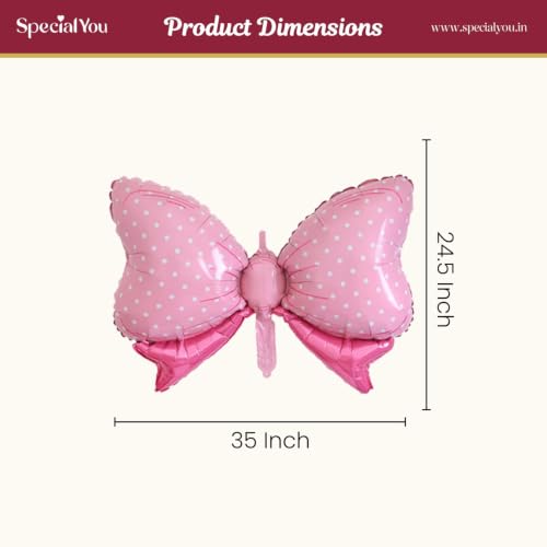 Image of SpecialYou Big Pink Bow Ribbon Foil Balloon Decoration Kit | Pink Bow Foil Balloon, Ribbon Rolls, Glue Dots for Birthday Decoration, Girls Party Decor, Room Decor-8pcs