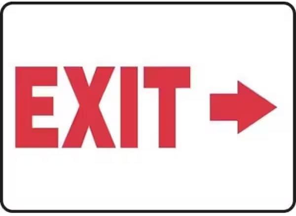 SAFETY SIGN EXIT RIGHT ARROW 10 in x 14 in, Mfr: MADM929XP-A