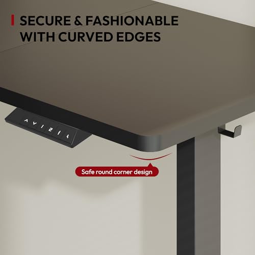 SANODESK Electric Standing Desk ONE PIECE Height Adjustable Standing Desk Sit Stand Desk Adjustable Desk with Cupholder &Hooks Stand Up Desk for Home Office