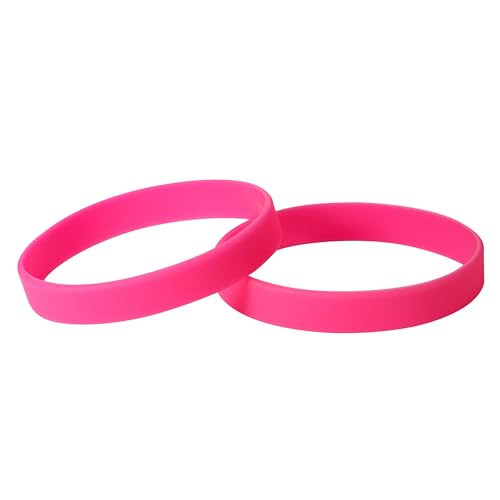 Image of Plain Neon Pink Coloured Silicone Sports Arm Exercise Wristband Bracelets Rubber Wrist Bands Party Accessories For Men Women Boys Girls (Pack of 2)