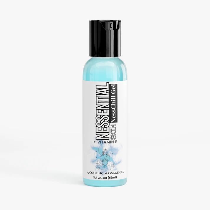 NessChill Cooling Massage Gel with Vitamin E, Tea Tree, Aloe, 2 oz, Natural Skincare for Pre and Post Workout