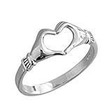 Anillo de mano de corazón de plata de ley 925 pura, anillo de amistad, anillo Claddagh, anillo delicado, te amo anillo, anillo bohemio bohemio, anillo minimalista, anillo del día de la madre