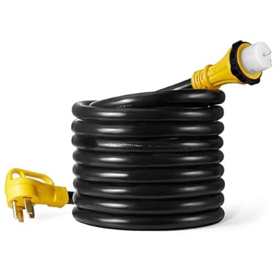WYM world 50 Amp Generator Cord,25FT 50 Amp 4 Prong RV Extension Cord with Twist Lock,NEMA 14-50P Male to SS2-50R Female Generator Cord Heavy Duty 50Amp AWG STW Wire for RV Camper Generator to House