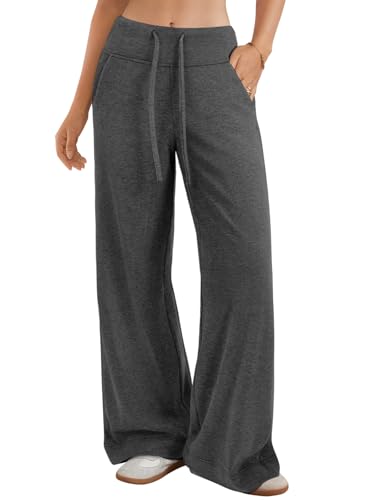 ATHMILE Sweatpants Women Fall Outfits Wide Leg Baggy Pants High-Waisted Drawstring Sweat Pants Fashion Joggers with Pocket