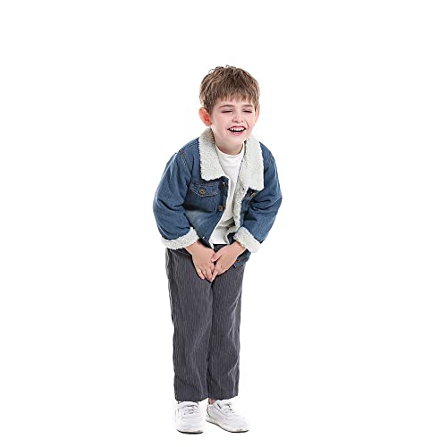Irsutey Toddler Baby Little Boys Denim Jacket Fleece Lined Cute Sherpa Collar Button Down Jean Coats Children Basic Outerwear2
