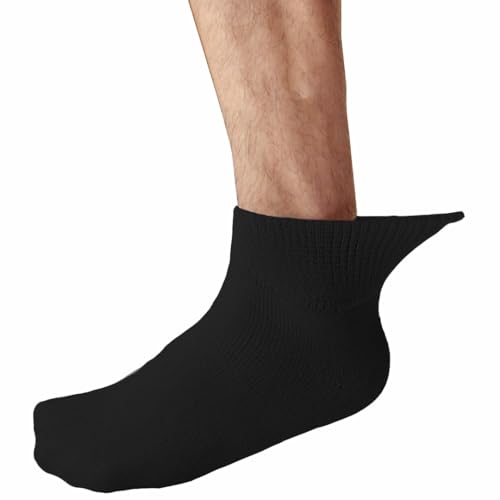 Activ Pro Diabetic Ankle Socks 12-Pack for Men & Women – Non-Binding, Cushioned, Moisture-Wicking, Healthy Circulation (Black, 9-11)