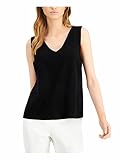ALFANI Womens Black Sleeveless V Neck Sweater L