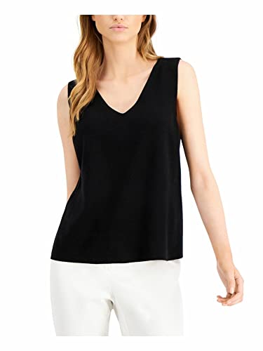 Alfani Womens Black Sleeveless V Neck Sweater L #TOP26