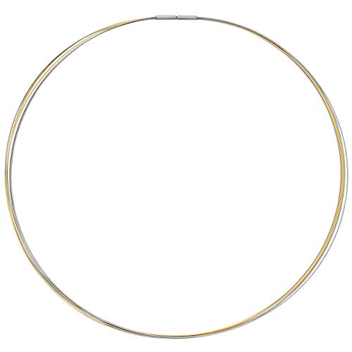 Jobo Damen-Halsreif 5-reihig aus Edelstahl Bicolor 45 cm