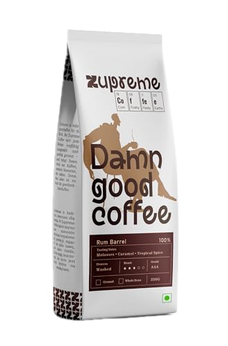 Image of Zupreme Premium Coffee Rum Barrel Aged | Premium Specialty Coffee Beans | Oak Barrel Infused | Rich, Smooth & Aromatic | Freshly Roasted | Limited Edition Coffee | 250 Grams
