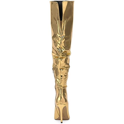 INC Womens Iyonna Patent Slouchy Over-The-Knee Boots Gold 6.5 Medium (B,M)3