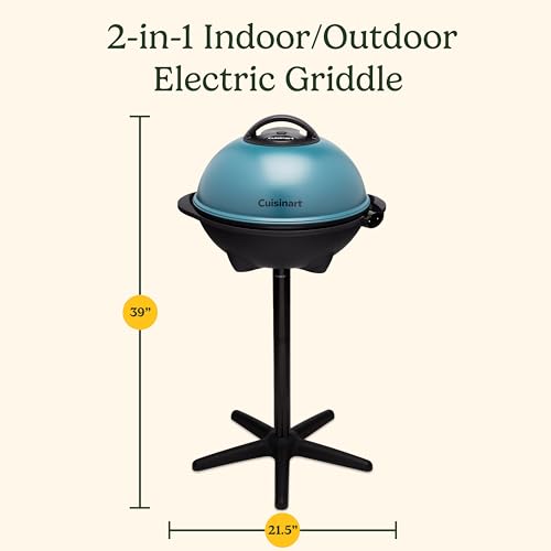 Image of Cuisinart Indoor /Outdoor Electric Griddle, 2-in-1 Portable BBQ with Flat Top Nonstick Cooking Surface, Adjustable Heat, Stand /Tabletop Options for Cookouts, Barbecues & Small Spaces, No Tools Needed