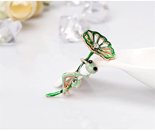 Image of Lotus and Frog Brooch Pendant Pin Broach Ladies Badges for Wedding Dress Jewelry Women Small Gift Fine Craftsmanship Fashion Book