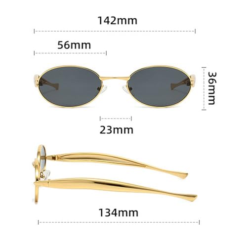 Fashion Small Oval Sunglasses Women Gold Champagne Lenses Metal Frame Eyewear Shades Trending Men Punk Sun Glasses3