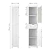 HOMECHO Bathroom Storage Cabinet with 3 Tier Shelf Drawer Glass Door, Floor Cabinet Free Standing Linen Tower Tall Slim Side Organizer Shelves Wooden Cupboard, White