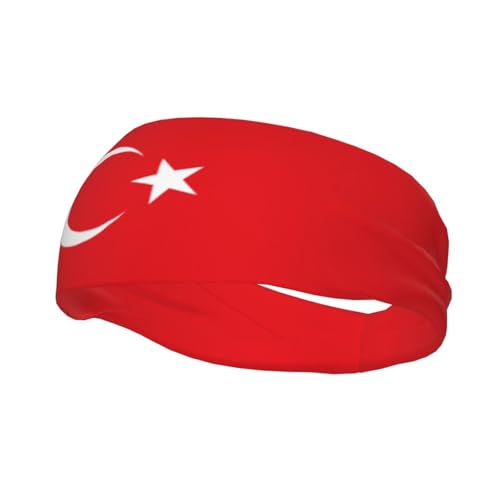 Turkish Flag Sports Headband for Men Women Stretch Sweatband Flag of Turkey Headband Unisex Bandana Outdoor Running Cycling Workout Yoga Gym