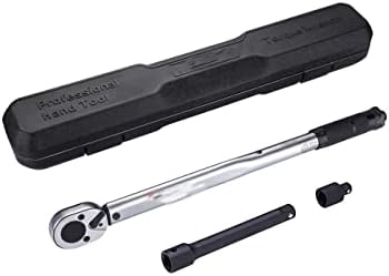 Torque Wrench 1/2 Inch, Drive Click (10-150 lb-ft / 13.6-203.5nm) with 2.75" Extension Bar, 3/8" Adapter | HTW2C
