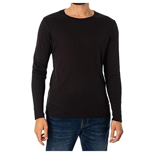 G-STAR RAW Base R T L/S 1-Pack Camisa Manga Larga, Negro (Black 990), Large para Hombre