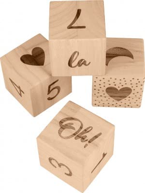 Cubes imprimés en bois Artemio 6x6x6 cm pour loisirs créatifs et décoration naturelle