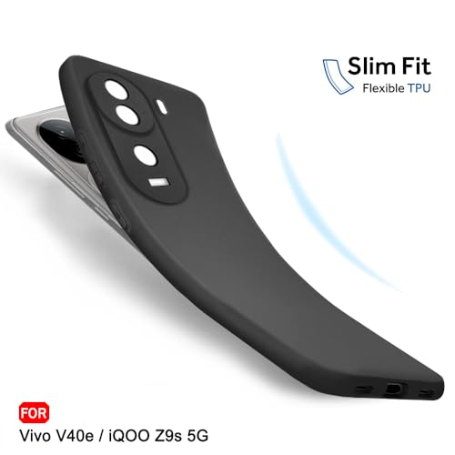 Image of TheGiftKart Sleek Back Cover Case for Vivo V40e / iQOO Z9s 5G | Slim Fit Protective Design | Ultra Matte Finish | Camera Protection Bump | Soft Silicon Cover for Vivo V40e / iQOO Z9s (Silicone, Black)