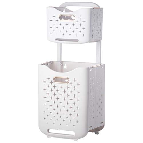 Panier à linge pliable en plastique double couche pour optimiser les petits espaces - 2
