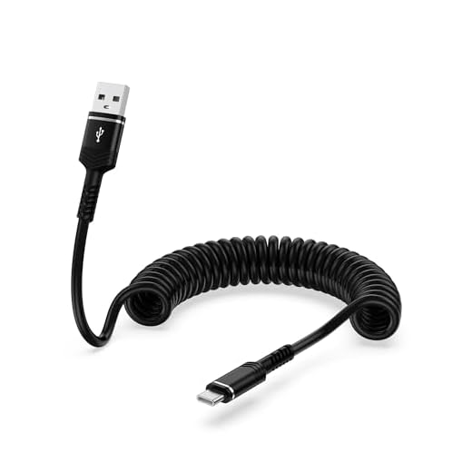 USB to USB C Cable Coiled USBC Auto Cable 4FT Type C Car Phone Charger Fast Charging Cord for iPhone 16 15 Pro Max/16 Pro/16 Plus/Galaxy/Pixel, Retractable USB-C Cable for Apple Carplay & Android Auto