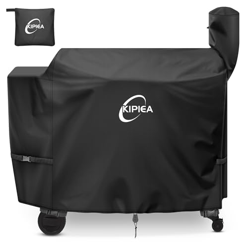 Kipiea 600D Heavy Duty Grill Cover for Traeger Pro 34 & 780 Series Waterproof Wood Pellet Smoker Cover with Windproof Buckles Pellet BBQ Grill Covers for Outside Anti-UV No Tear No Fading