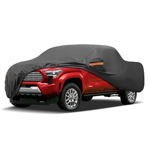 Image of MORNYRAY Compatible with Toyota Tacoma,Car Cover Outdoor Waterproof Sun Rain Snow Hail Protection with Driver Door Zipper (Black, Custom Fit Toyota Tacoma)