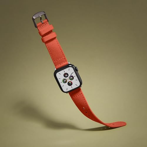 Archer Watch Straps - Canvas Straps for Apple Watch (Tangelo Orange, Gray, 44/45/46/49mm)