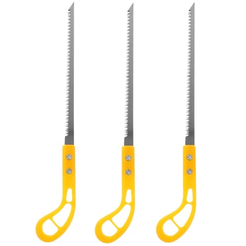 Ipetboom Scie à Main pour Élaguer Mini 3 Pièces Poignée Plastique Jaune Scie Japonaise Compacte pour Bois et Jardin de Camping Portable pour Coupe Précise d'Arbres et Branches