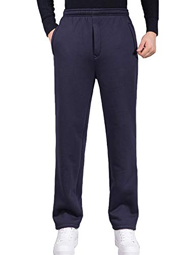 Kissonic Men's Casual Winter Fleece Sweatpants Warm Sherpa Lined Active Joggers Pants (Navy, X-Small)