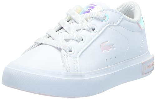 Lacoste Unisex-Child Infant's Powercourt Sneaker, White/Light Pink, 7