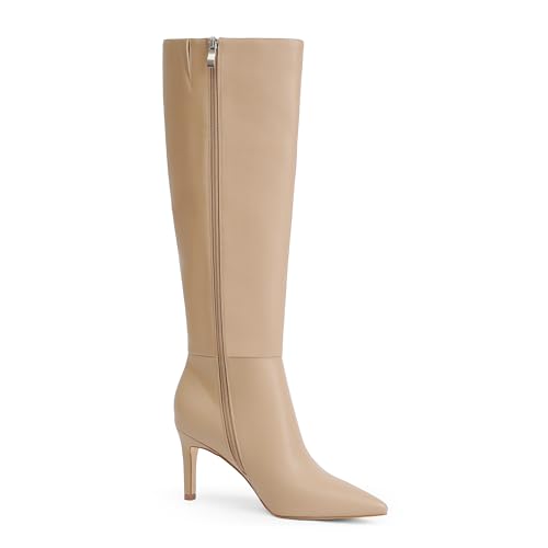 Image of Easyfox Knee High Boots Women Pointed Toe Stiletto Heel Tall Boots | Side Zipper,3 In Stiletto Heel,Fall Spring Winter Fashion Dress Tall Boots,Evening Bridal office Long Boots