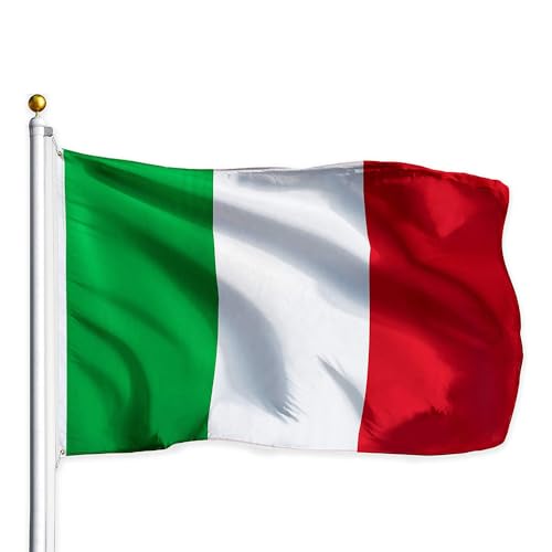 Drapeau Italie - 150x90 cm - Grand Drapeau Italien Polyester Avec œillets Métalliques - Extérieur et Intérieur Coupe du Monde Célébrations Fête Sportif Événement- 5 x 3ft