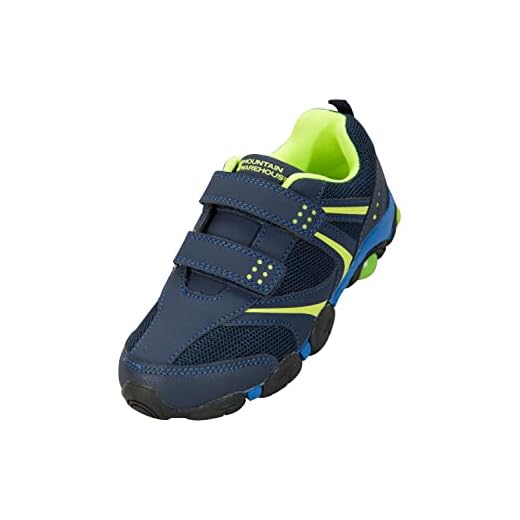 Mountain Warehouse Light Up Zapatos Junior - Zapatos duraderos, Calzado Ligero, Calzado Infantil Transpirable, Ajuste de Gancho y Bucle - para Caminar, Viajar Este Verano Azul Marino 24